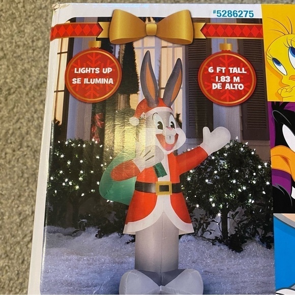 Looney Tunes Bugs Bunny Inflatable Blow Up NEW 6ft Tall Santa Claus Christmas - Picture 3 of 4